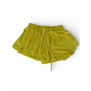 Athletic Skort Womens Small Yellow Nylon Spandex Drawstring Running Gym